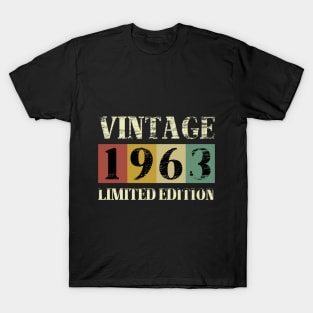 Vintage 60 Birthday Decorations Men 60th BDay 1963 Birthday T-Shirt